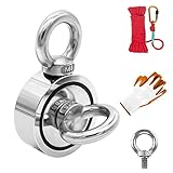 Imanes de Neodimio,Imán de neodimio de doble cara,Imán de Neodimio N52 Super Potente Imán Fuerza con agujero avellanado y argolla,Diámetro 48mm Para usos múltiples (48mm)