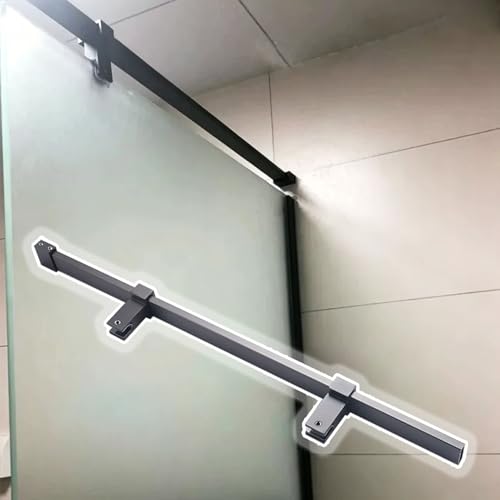 Barra Estabilizadora Ducha Barra de Soporte para Ducha con Doble Abrazadera para Vidrio, Barra Estabilizadora de Acero Inoxidable 304 para Paneles(Brushed Gray,80 cm (31.5'))