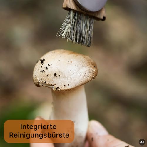 Foto von Dönges Pilzmesser klappbar mit Bürste, Edelstahl & Pakkaholzgriff