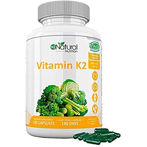 Suplemento de Vitamina K2 MK7 de N2 Natural Nutrition con 180 cápsulas de Clorofila Cover