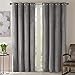 Price comparison product image OMMATO Blackout Velvet Grey Curtains Solid Soft Darkening Eyelet Living room Curtains Thermal Insulated Bedroom Curtains 90 x 90 inch Drop 2 Panels