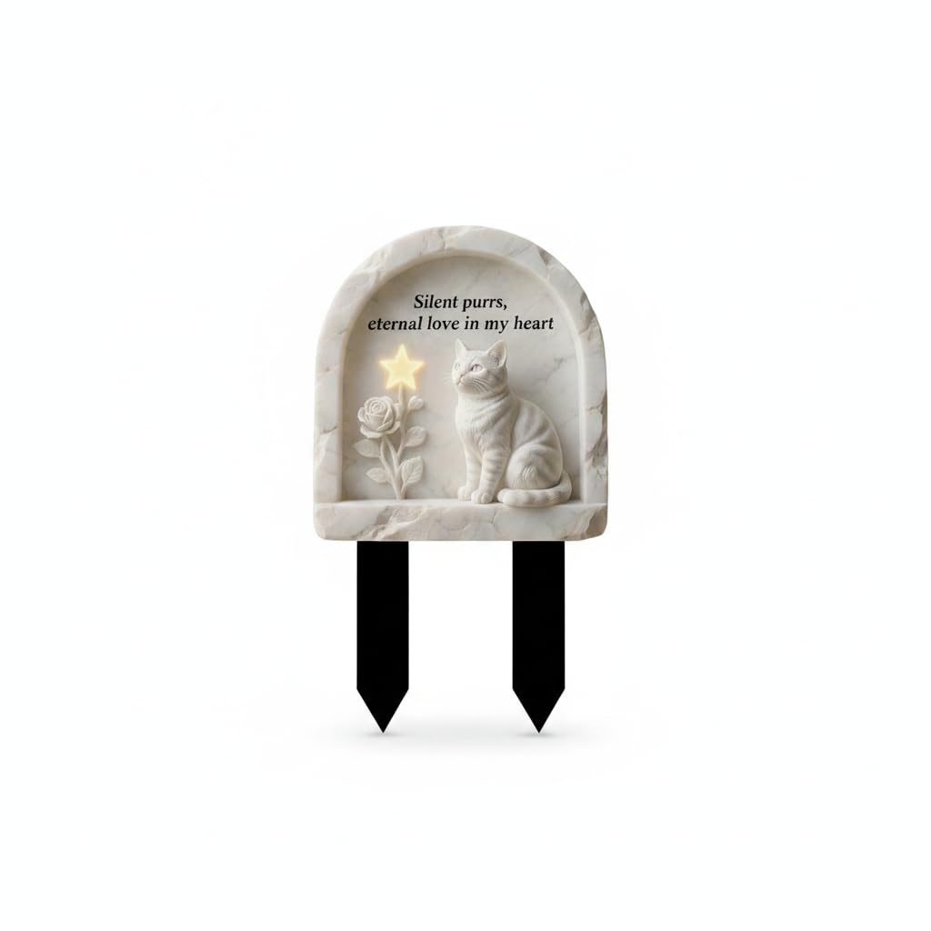 Acrylic Pet Memorial Garden Stake with Marble-Patterned Cat Design-image-15