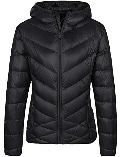 Wantdo Women's Ultra Light Down Jacket Hooded Packable Windbreaker Black M