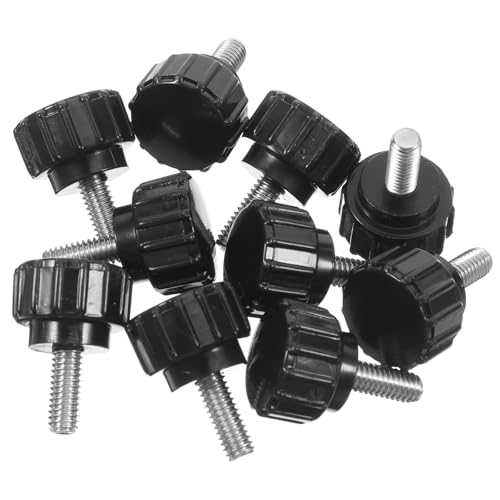 VALICLUD 10pcs M4x10mm Knurled Round Head Thumb Screws Carbon Steel Plastic Handle Clamping Screws for Computer Case Monitor Mounting Industrial Fasteners