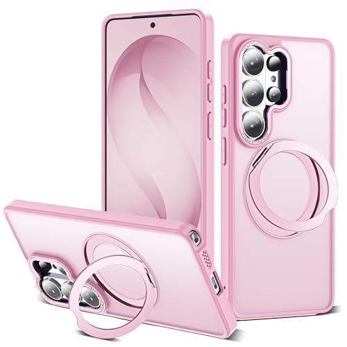 Image of for Samsung Galaxy S26 Ultra Case with 360Rotatable Magnetic Ring Stand Compatible with Mag-Safe Military Protection Matte Translucent Phone Case for Galaxy S26 Ultra 6.9 inch,Pink