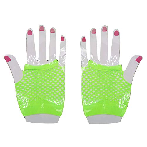 BYyushop Sexy Gloves Fingerless Fancy Fishnet Mesh Net Gloves Neon Dress Party Hen Night Accessories - Green BYyushop Sexy Gloves Fingerless Fancy Fishnet Mesh Net Gloves Neon Dress Party Hen Night Accessories - Green