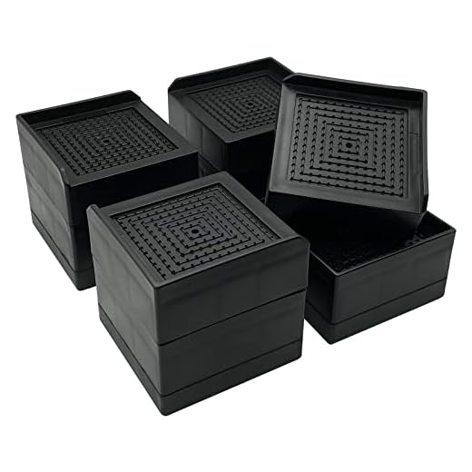 JONHWI Bed Risers, 3 Inch Heavy Duty Square Adjustable Furniture Risers, Suitable for Beds Desks Sofa Tables Lift, Supports up to 1300 Lbs (Black, 4 Pack Set)