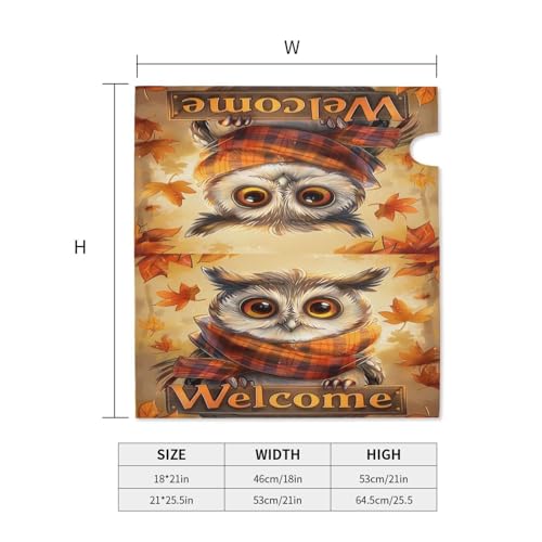 Image of Dujiea Autumn Owl Welcome Mailbox Wrap, Waterproof Magnetic Post Box Cover, Standard Size 25.5 inchX 21 inch Garden Yard Outside Farmhouse Home Decor
