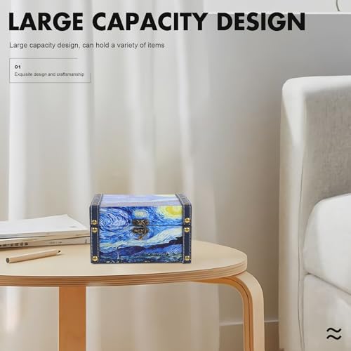 iplusmile 星空デザイン木製ジュエリーボックス レトロ調収納ケース 大容量で使いやすい女性向けアクセサリー整理箱 小物整理や宝物入れに