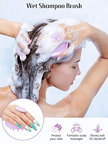 Image of HEETA Scalp Massager Hair Growth, Soft Silicone Scalp Scrubber Shampoo Brush for Exfoliation, Dandruff Removal & Head Massage Stress Relax, Wet & Dry Use for Thick, Thin Hair Care, Wheat Straw Purple