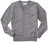 Youth Unisex Long Sleeve V-Neck Sweater (Heather Grey;Medium)