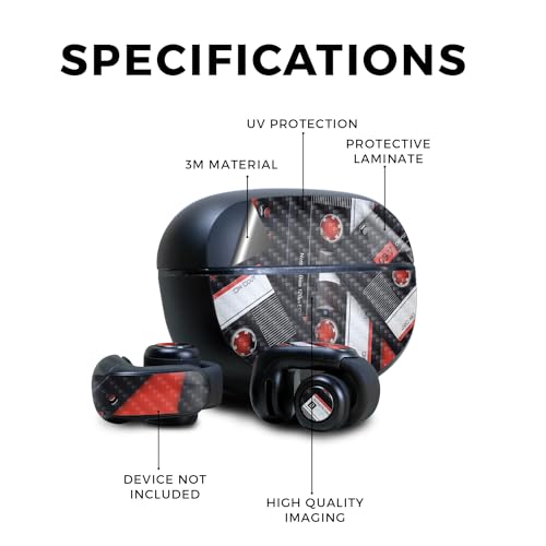 Image of Carbon Fiber Skin Compatible with Bose Ultra Open Earbuds - Mixtape - Premium 3M Vinyl Protective Wrap Decal Cover - Easy to Apply | Crafted in The USA by MightySkins