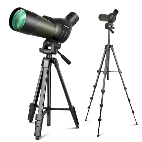 Nexiview 25-75x60 Spotting Scope with 64in Tripod, Carry Bag - Clear Low Light Vision Spotting Scopes - Fogproof Spotting Scopes for Target Shooting, Hunting, Birding, Wildlife Viewing (Green) by Nexiview - Used condition - US$40.99