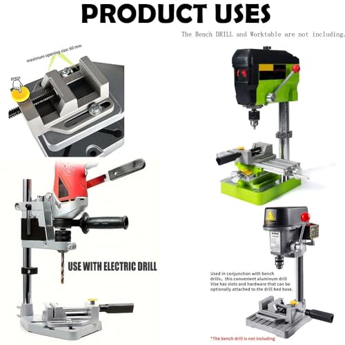 Image of HiFam Adjustable Drill Press Vice Clamp, Aluminum Parallel-jaw, Quick Release Mini Clamping Tool for Milling Machine Worktable Bench