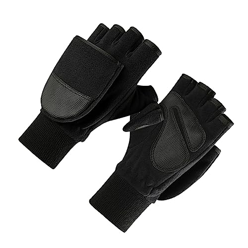 HANABASS Riding Gloves for Men Warm Non-Slip Half-Finger Cotton Material Winter Work Gloves