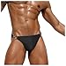 Mens Swim Briefs Low Rise Sexy Tong Swimsuit Fashion Bikini Swimwear with Side Metal Buckle Black Large