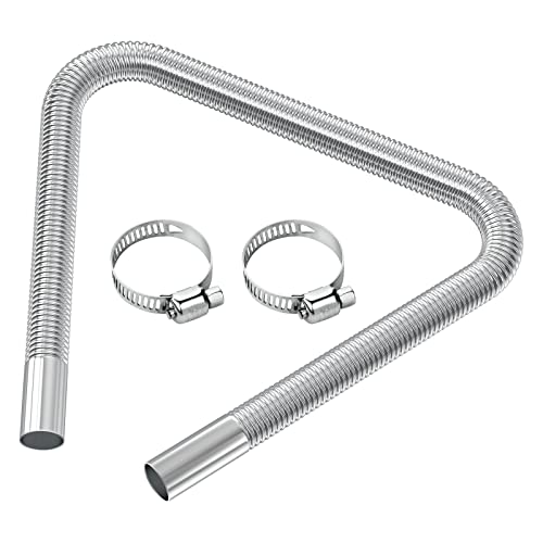 URAQT Tuyau d'échappement, 120cm Portable Flexible Tuyau d'échappement en Acier Inoxydable avec 2 Colliers en Acier IOnoxydable, Tuyau d'Echappement de...