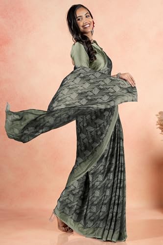 Image of MIRCHI FASHION Women Saree Floral Printed Chiffon | Breathable Lightweight Summer Sari for Office and Daily Use with Unstitched Blouse (Available in 20 Styles)