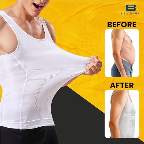 Image of Men's Slimming Body Shaper Vest | Compression Tummy Tucker for Belly Fat | Stretchable Abs Slimmer Tank Top | Corset for Gym, Workout & Weight Loss Fitness