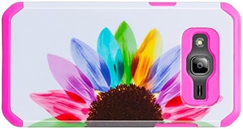 Galaxy Luna Case, Galaxy Express 3 Case, Galaxy Amp 2 Case, J1 2016 Case [Shock/Impact Resistant] Hybrid Dual Layer Defender Protective Case Cover for Galaxy Amp 2 / Luna/Express 3, Pink Sun Flower