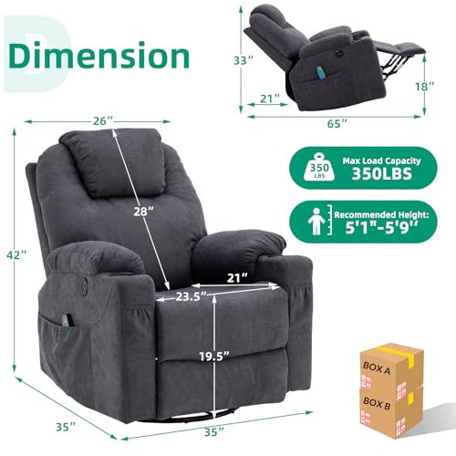 Sillón giratorio reclinable con masaje color gris miniatura 6