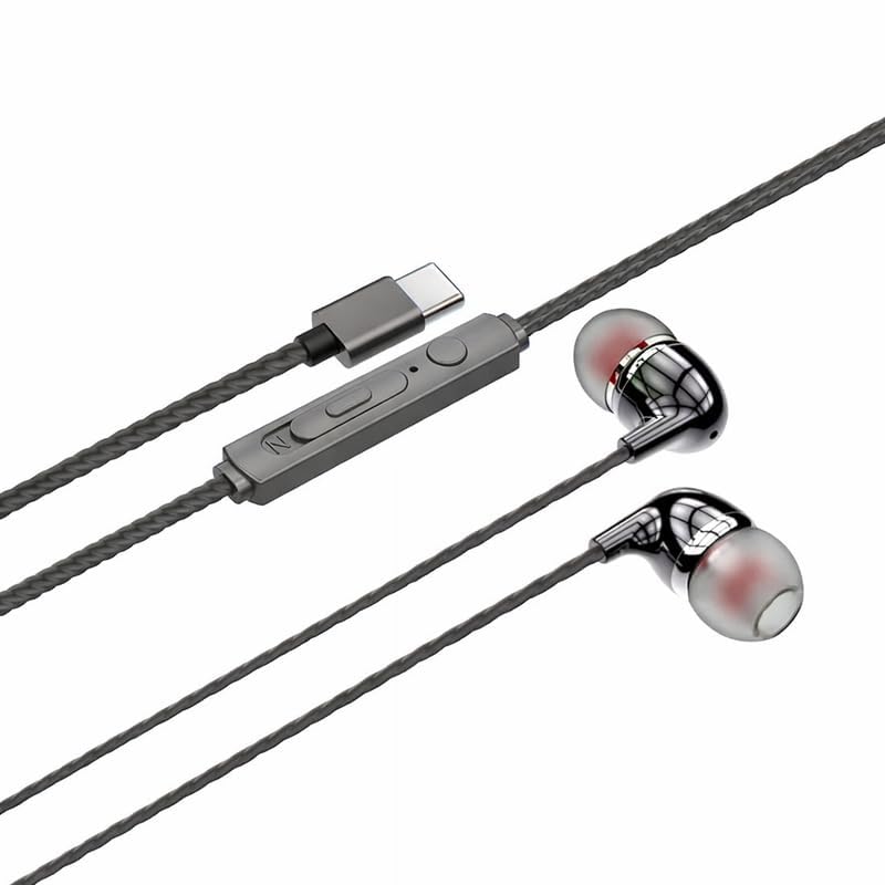 Image of Type-C Earphones for Xiaomi Redmi Note 11 Pro+ Earphones Original Like Wired in-Ear Headphones Stereo Deep Bass Headset Earbud with Type-C Audio Jack, Mic (Black.C.1TB)