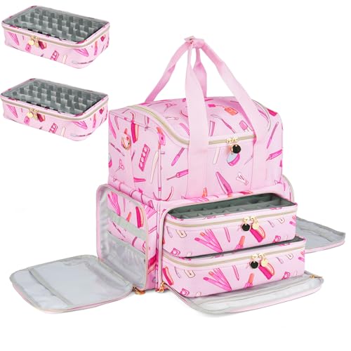 Estuche Organizador de Esmalte de uñas, Organizador de uñas de Doble Capa y Almacenamiento, Bolsa de Transporte de Suministros de uñas de Viaje para tecnología de Arte de uñas y Herramientas de