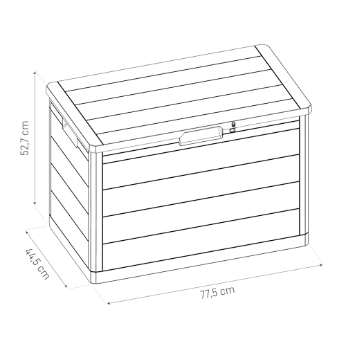 Toomax baule Multibox Woody's portattrezzi per esterni, baule da 160L, colore grigio tortora, dimensioni cm 77,5x44,5x52,7h - 7
