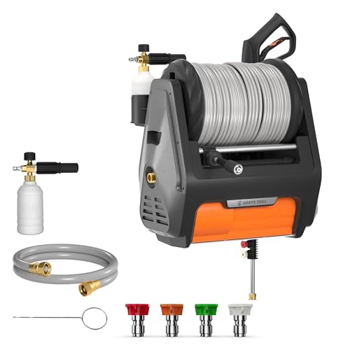 Giraffe Tools Grandfalls Retractable Pressure Washer Pro, Wall Mount Pressure Washer, Electric Power...