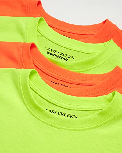 Bass Creek Outfitters Men's High Visibility T-Shirt - 4 Pack Heavy Duty Pocket Tee, Size X-Large, High Vis Yellow-Orange #TOP4