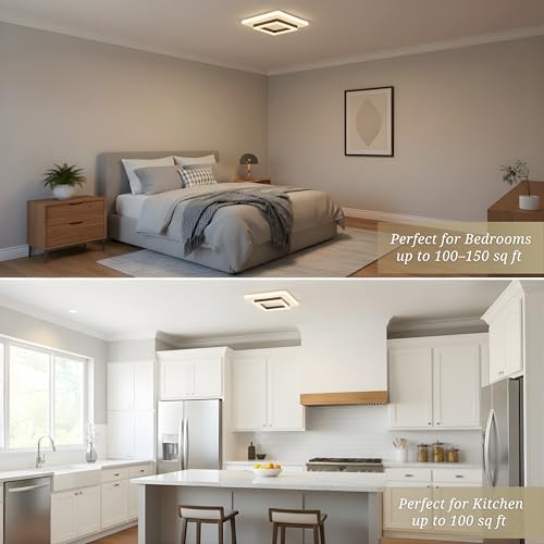 Image of LED Ceiling Light | 50 Watts | >95 CRI Eye Comfort Lighting | 3-Color Mode Anti-Glare Panel for Living Room, Bedroom & Office (Square Ceiling Light)