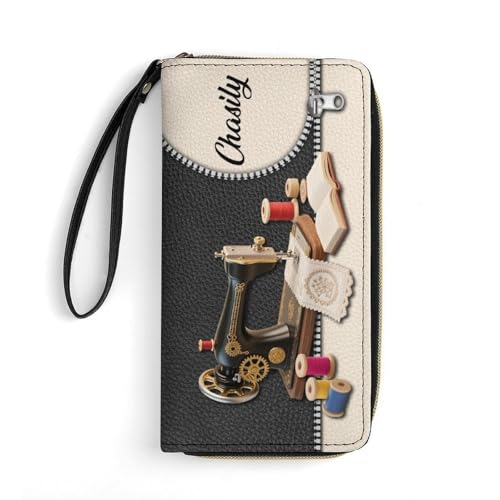 Personalized Sewing Machine Leather Wallet Custom Name Sewing Wallet Funny Mom Purse Gift For Women Mom Grandma Xmas Birthday Anniversary (style 3)