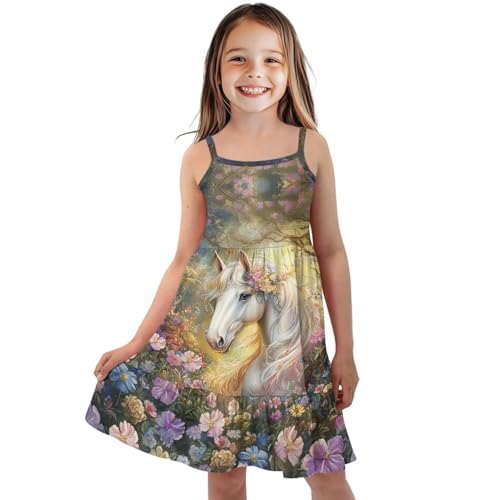 Horse Dress Girls Size 3-14 Spaghetti Strap Midi Cami Dresses