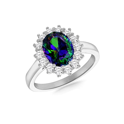 Bague oxyde de zirconium blanc et argent sterling 12 mm x 13,5 mm