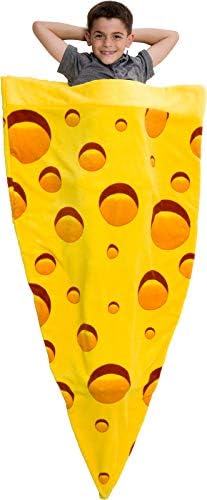 Silver Lilly Food Shaped Sleeping Bag Blanket - Novelty Wearable Plush Fleece Throw Blanket for Kids and Adults (Cheese)