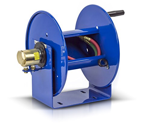 Coxreels 112WTL-1-100 Welding Hand Crank Hose Reel: 1 4  I.D., 100  twin  T  grade welding hose capacity, less hose,Blue, 200 PSI