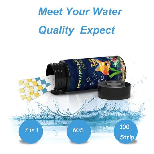 Image of 7 in 1 Aquarium Test Kit Freshwater Saltwater,100 Strips Fish Tank Water Testing Kit,Fish Tank Pond Water Quality Test Strips Accurate Testing
