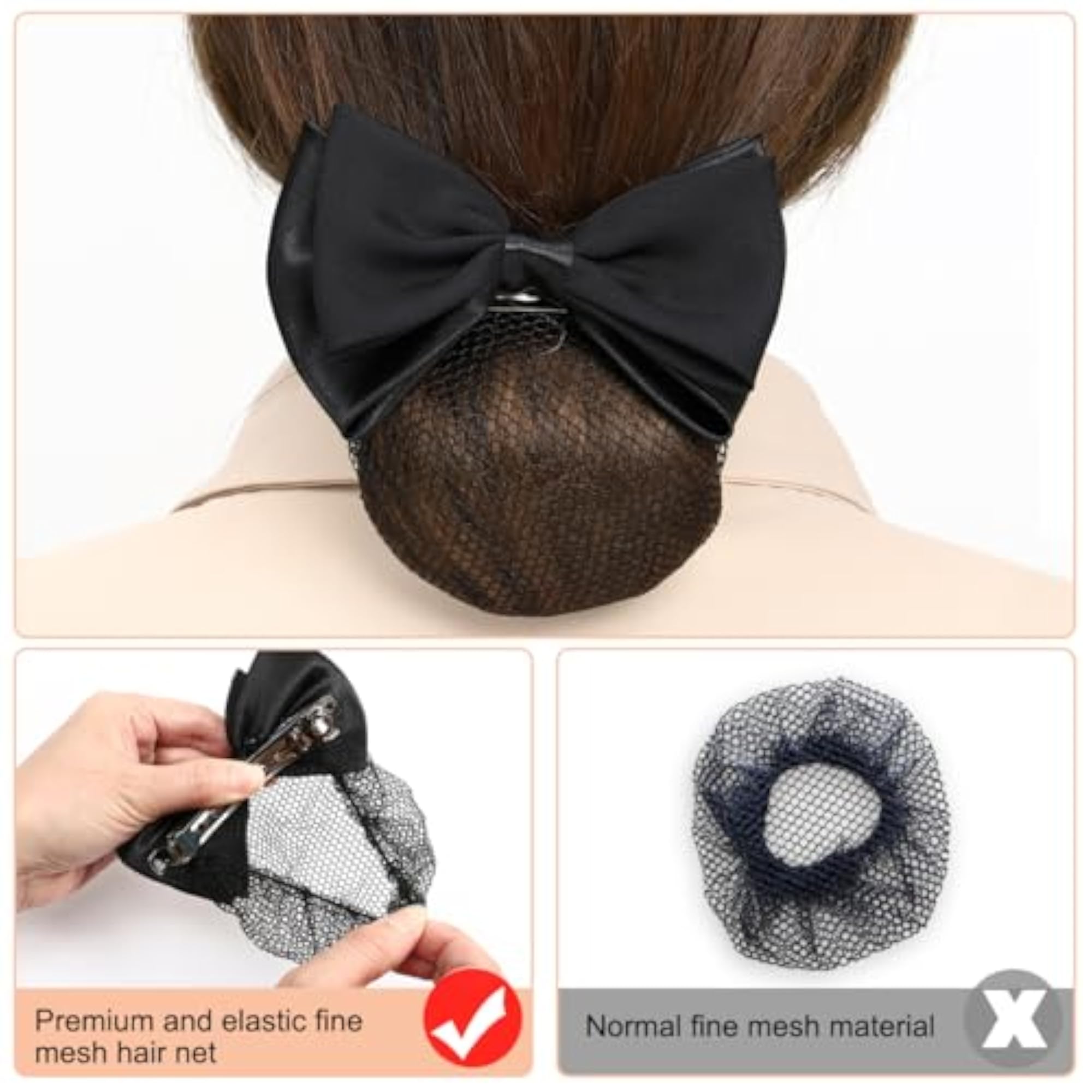 2pcs Hair Snood Net Barrette, Butterfly Bun Headdress