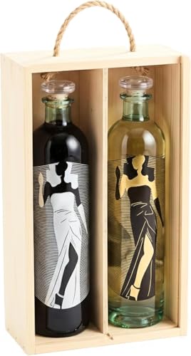 Latarce Vermut Gilda Rojo y Blanco | Pack en Caja de Madera Natural con Asa | 2 Botellas 75 cl | Ideal para Regalar
