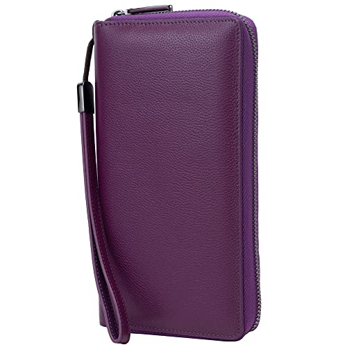 Image of Bveyzi Women RFID Blocking Wallet Leather Zip Around Phone Clutch Large Capacity Ladies Travel Purse Wristlet