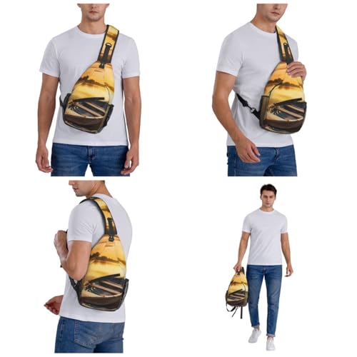 Bolso tipo sling unisex negro con cierre cremallera miniatura 6