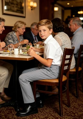 Image of DHTS Boys Dress Pants (Size 2-20 Years) Slim Fit Uniform Pants for Toddler & Teens