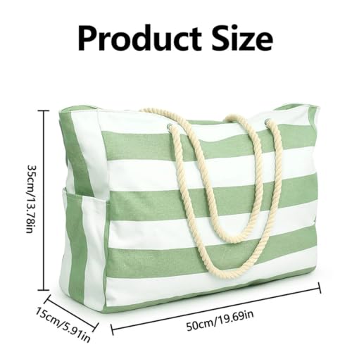 Sac de plage rayé en toile imperméable grand format