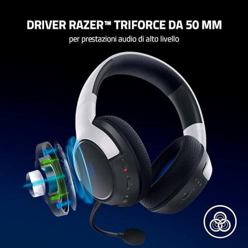 Kaira per Playstation - Doppia Cuffia Wireless per PlayStation 5 - Driver TriForce da 50mm - Microfono Cardioide HyperClear - SmartSwitch - Schiuma di Memoria FlowKnit, Nero-Bianco - Cuffia gaming - Immagine 1