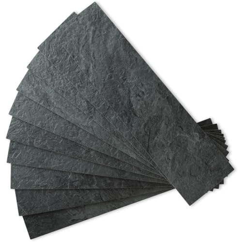 AULIGET 40-Piece Black Slate Peel and Stick Backsplash Wall Tiles, 3
