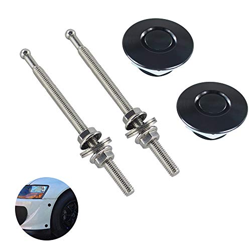 PTNHZ RACING 2pcs 1.25  Universal JDM Style Quick Latch Bumper Release Fastener Push Button Billet Hood Pin Lock Clip Kit Quick Pins for Auto Car Bumper Hood License Plate Black