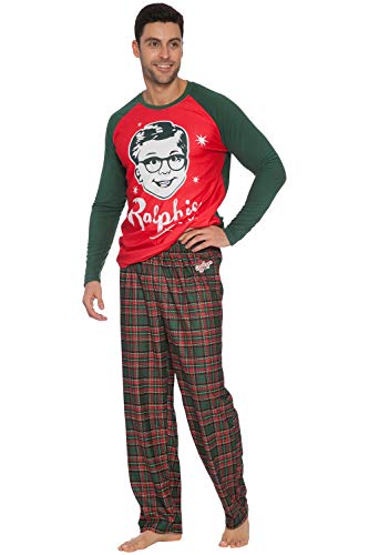 A Christmas Story Pajamas Men's Ralphie Plaid Long Sleeve Top and Pant 2 Piece Sleepwear Set4