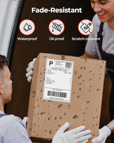 Image of MUNBYN Direct Thermal Labels, 4 inch x 6 inch, 6000 Labels /12 Stacks (500 Per Stack), Fanfold Shipping Labels for Thermal Printers, Permanent Adhesive Shipping Labels for Shipping Packages
