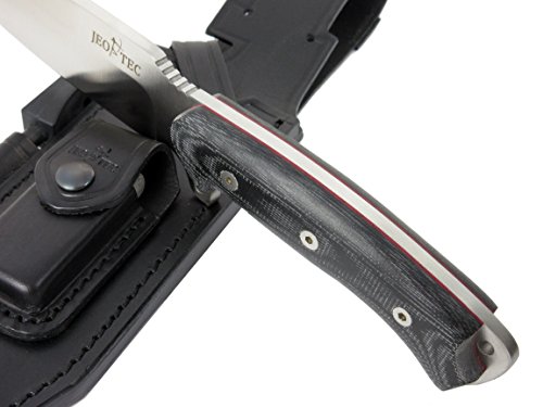JEO-TEC Nº15 Bushcraft Survival Hunting Tactical Knife - BOHLER N690C Stainless Steel, Multi-positioned Leather Sheath, Sharpener Stone - Thumbnail 4