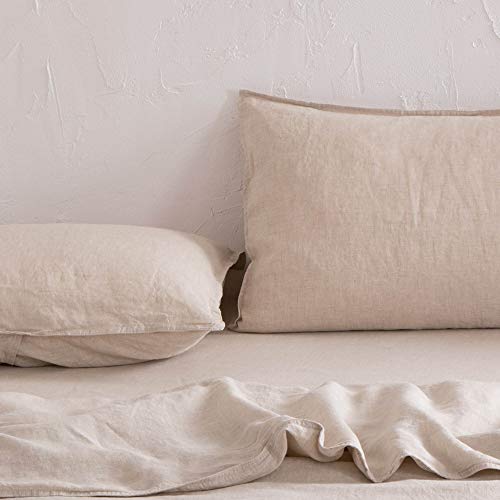 ATLINIA 100% Linen Pillowcases Set of 2, Oatmeal Natural Pillowcases, Standard Size Pillowcases 20\'\' x 26\'\', Prewashed Soft Cooling Pillow Cases, Overlap Linen Pillow Shams 2 Pieces - Thumbnail 6
